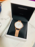 Calvin Klein Even White Dial Rose Gold Mesh Bracelet Watch for Women - K7B23626