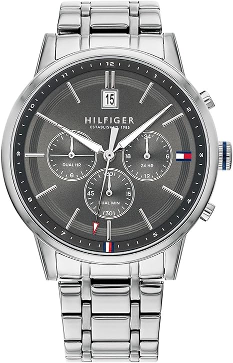 Tommy Hilfiger Kyle Chronograph Grey Dial Silver Steel Strap Watch for Men - 1791632