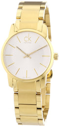 Calvin Klein City White Dial Gold Steel Strap Watch for Women - K2G23546