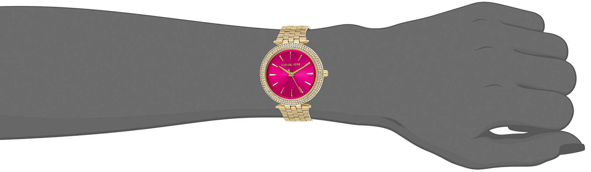 Michael Kors Darci Fuchsia Dial Gold Steel Strap Watch for Women - MK3444