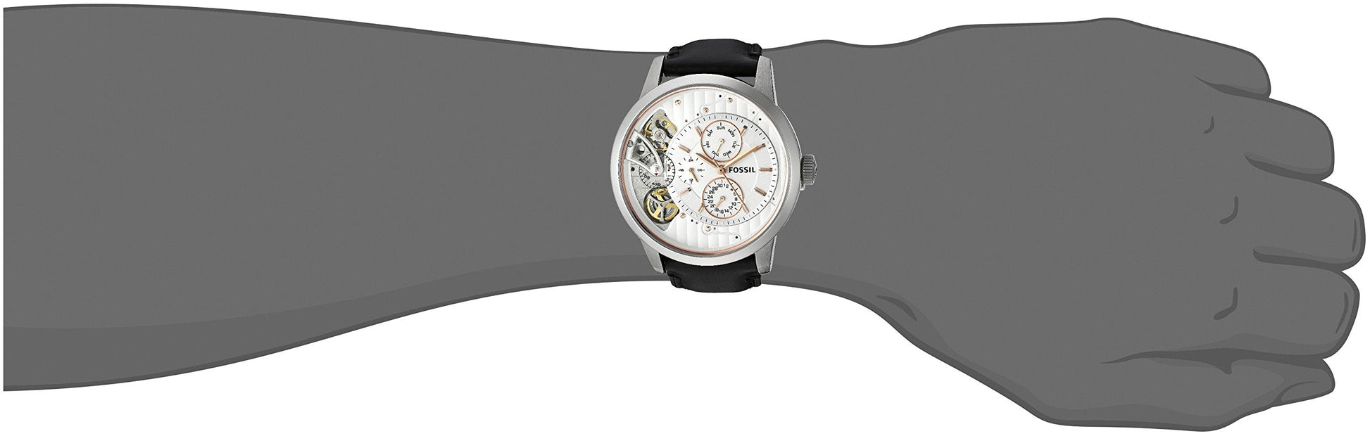 Fossil Townsman Twist Multifunction White Dial Black Leather Strap Watch for Men - ME1164