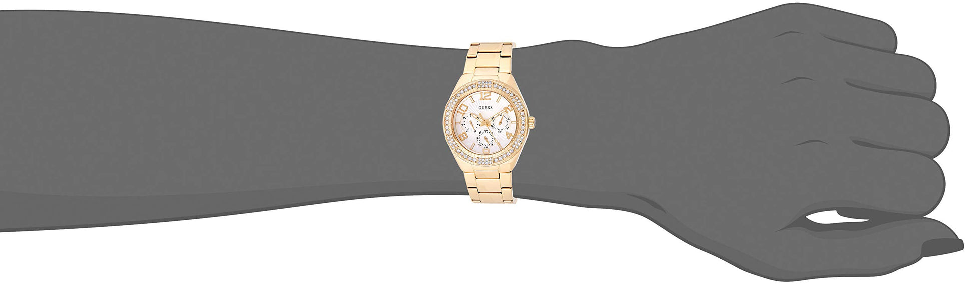 Guess Luna Diamonds White Dial Gold Steel Strap Watch for Women - W0729L2