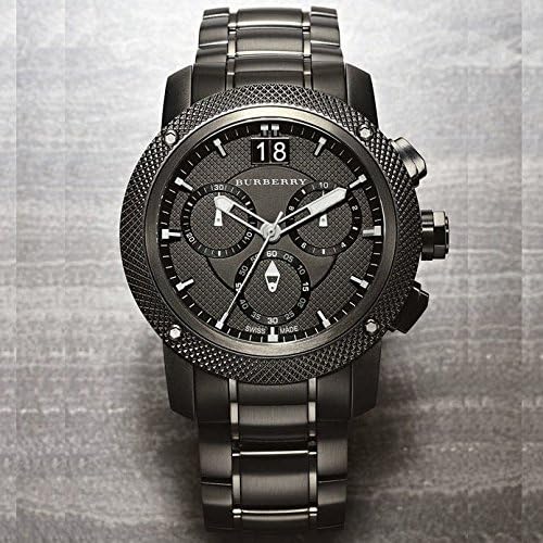 Burberry Endurance Chronograph Black Dial Black Steel Strap Watch For Men - BU9801