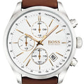 Hugo Boss Grand Prix White Dial Brown Leather Strap Watch for Men - 1513475