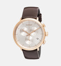 Calvin Klein High Noon Silver Dial Brown Leather Strap Watch for Men - K8M276G6