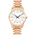 Calvin Klein City White Dial Rose Gold Steel Strap Watch for Men - K2G21646