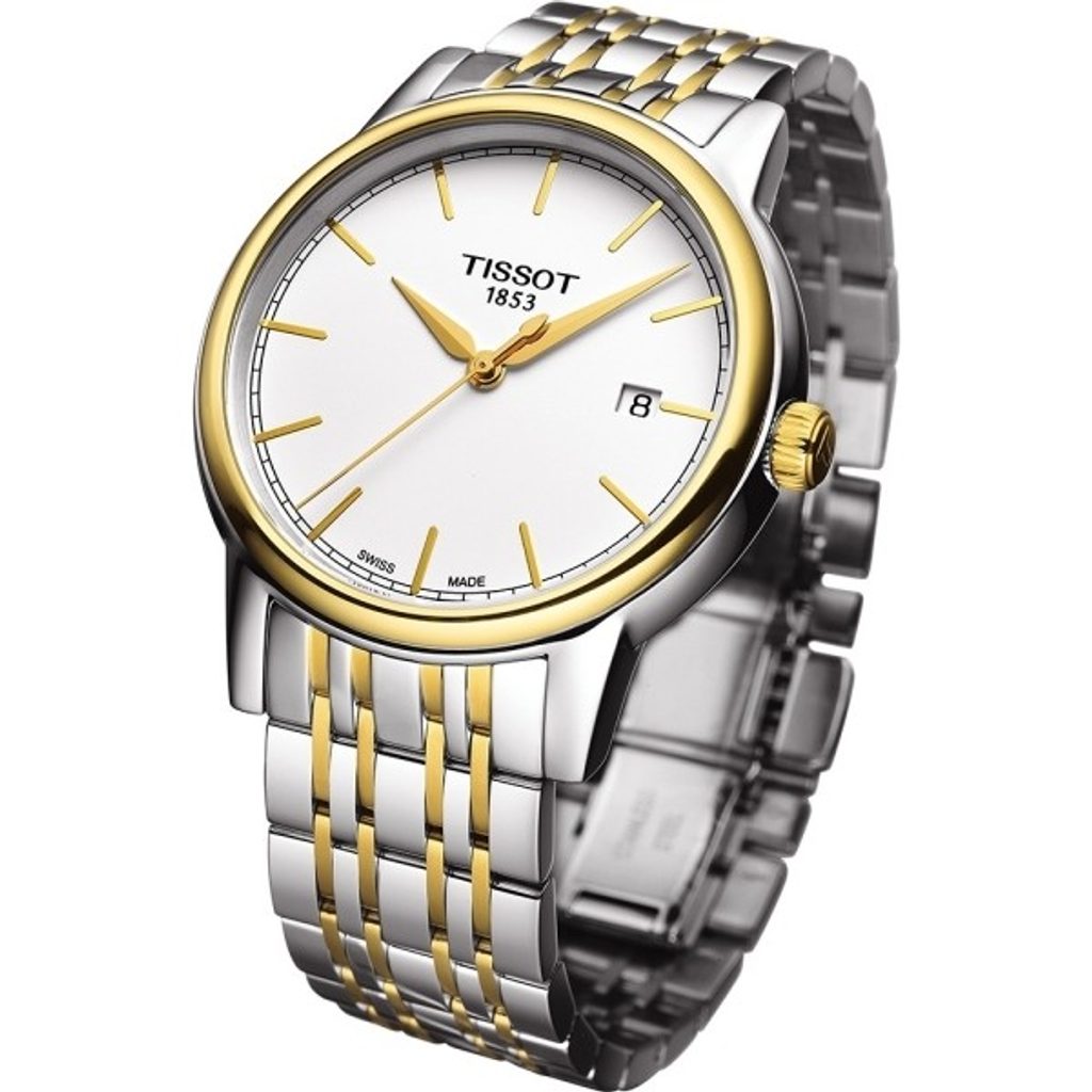 Tissot T Classic Carson Quartz White Dial Two Tone Steel Strap Watch for Men - T085.410.22.011.00