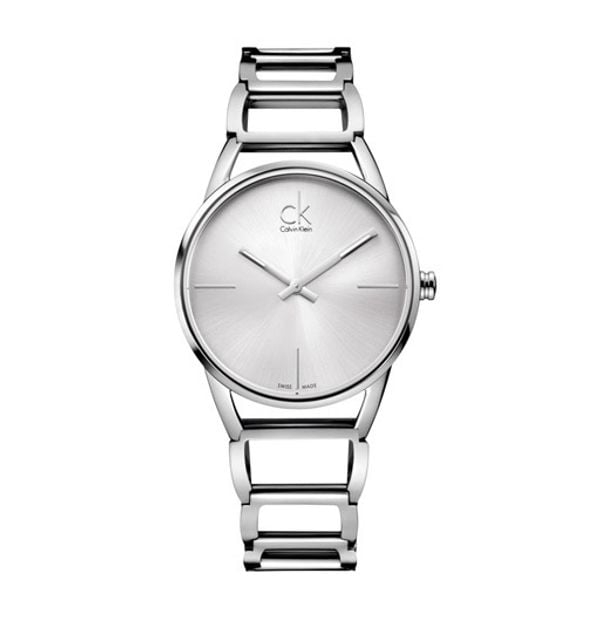 Calvin Klein Stately White Dial Silver Steel Strap Watch for Women - K3G23126