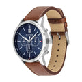 Tommy Hilfiger Kyle Multifunction Blue Dial Brown Leather Strap Watch for Men - 1791629