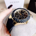 Guess Overdrive Black Dial Black Rubber Strap Watch for Women - W0149L4