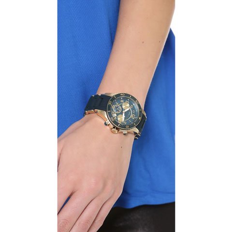 Marc Jacobs Rock Chronograph Teal Dial Teal Rubber Strap Watch for Women - MBM2597