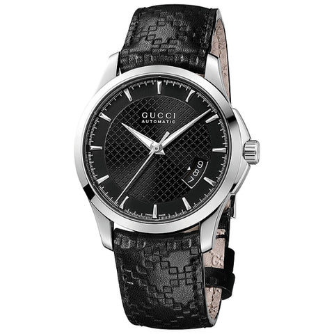 Gucci G Timeless Quartz Black Dial Black Leather Strap Watch for Men - YA126413