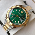 Versace Hellenyium GMT Green Dial Two Tone Steel Strap Watch for Men - V11050015