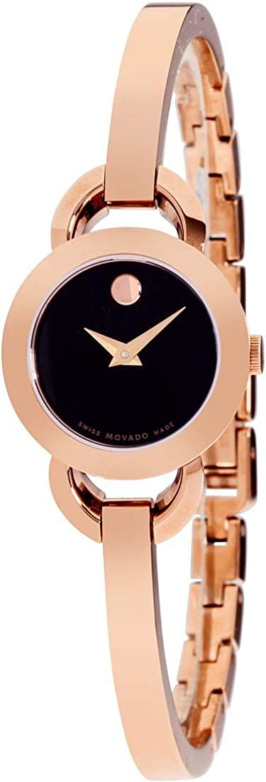 Movado Rondiro 22mm Black Dial Rose Gold Watch For Women - 0607065