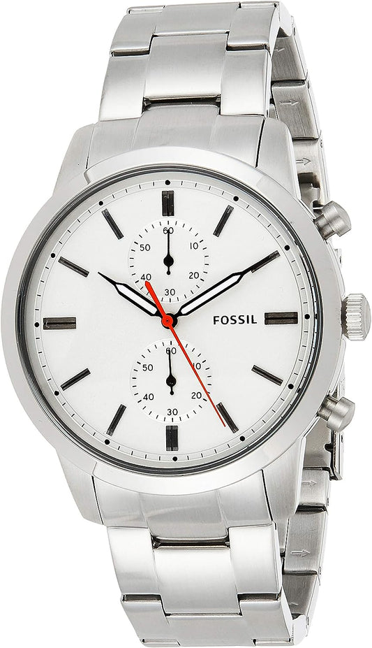 Fossil Townsman Chronograph White Dial Silver Steel Strap Watch for Men - FS5346