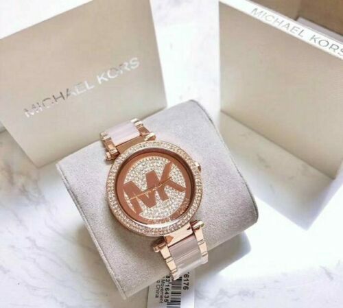 Michael Kors Parker Pink Dial Pink Steel Strap Watch for Women - MK6176