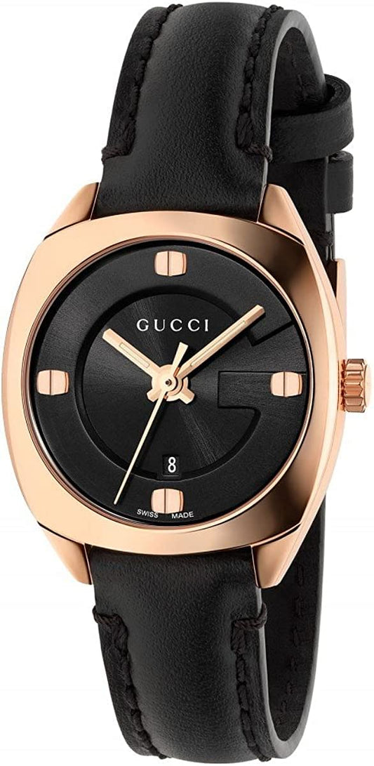 Gucci GG2570 Black Leather Black Dial Quartz Watch For Women - YA142509