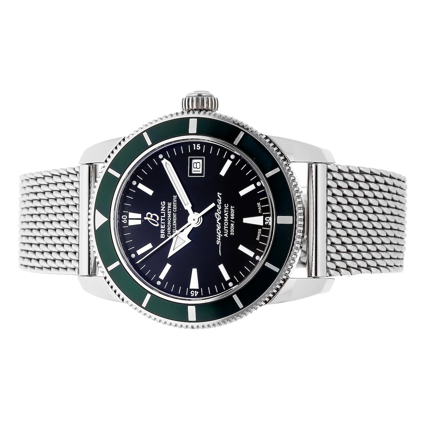 Breitling Superocean Heritage 42mm Chronograph Green Bezel Mens Watch - A1732136