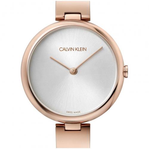 Calvin Klein Wavy White Dial Rose Gold Steel Strap Watch for Women - K9U23646