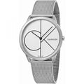 Calvin Klein Minimal White Dial Silver Mesh Bracelet Watch for Men - K3M5115X