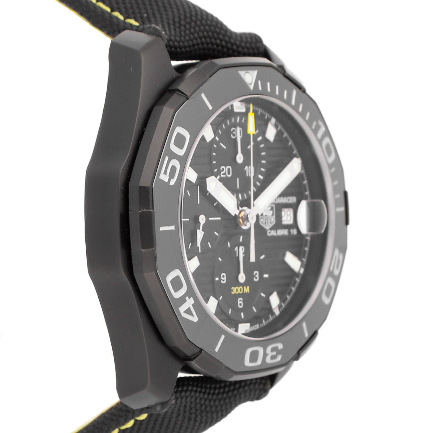 Tag Heuer Aquaracer Chronograph Black Dial Black Nylon Strap Watch for Men - CAY218A.FC6361