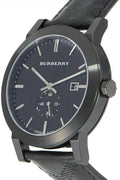 Burberry The City Black Dial Black Leather Strap Watch for Men - BU9906