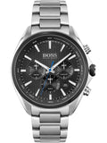 Hugo Boss Distinct Chronograph Black Dial Silver Steel Strap Watch for Men - 1513857