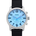 Fossil Pilot Chronograph Blue Dial Black Leather Strap Watch for Men - FS5162