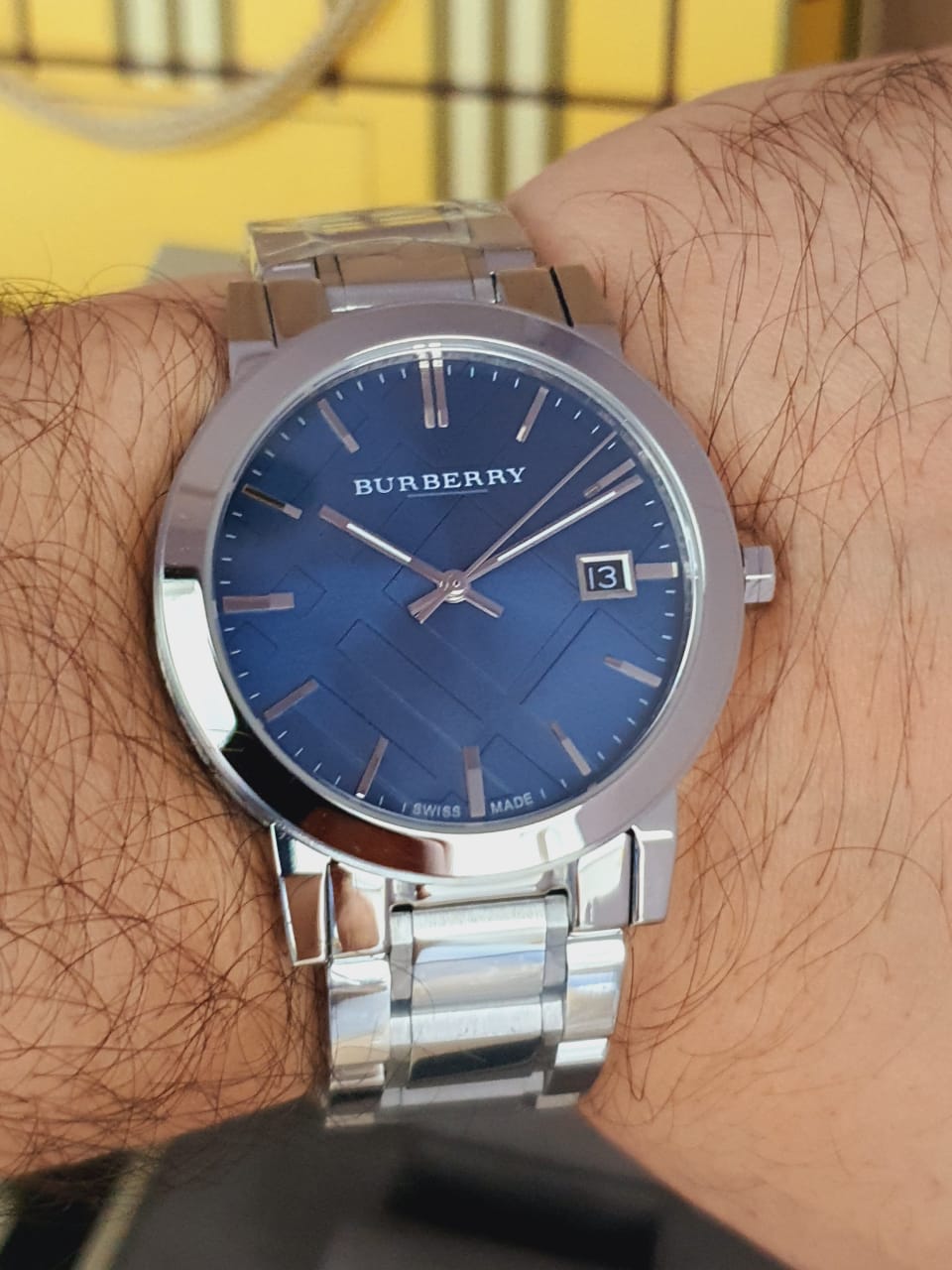 Burberry The City Blue Dial Silver Steel Strap Watch for Men - BU9031