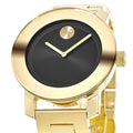 Movado Bold Black Dial Gold Steel Strap Unisex Watch - 3600397