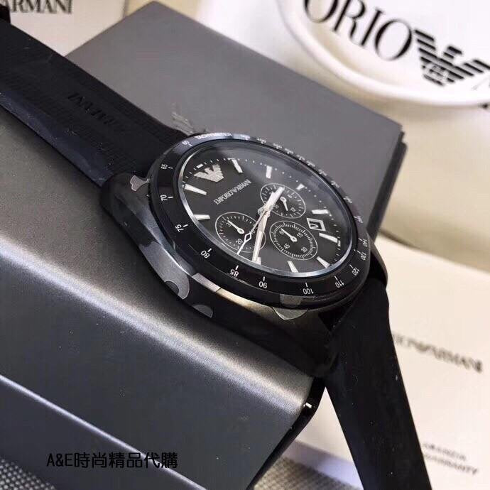 Emporio Armani Giovanni Chronograph Black Dial Black Rubber Strap Watch For Men - AR11028