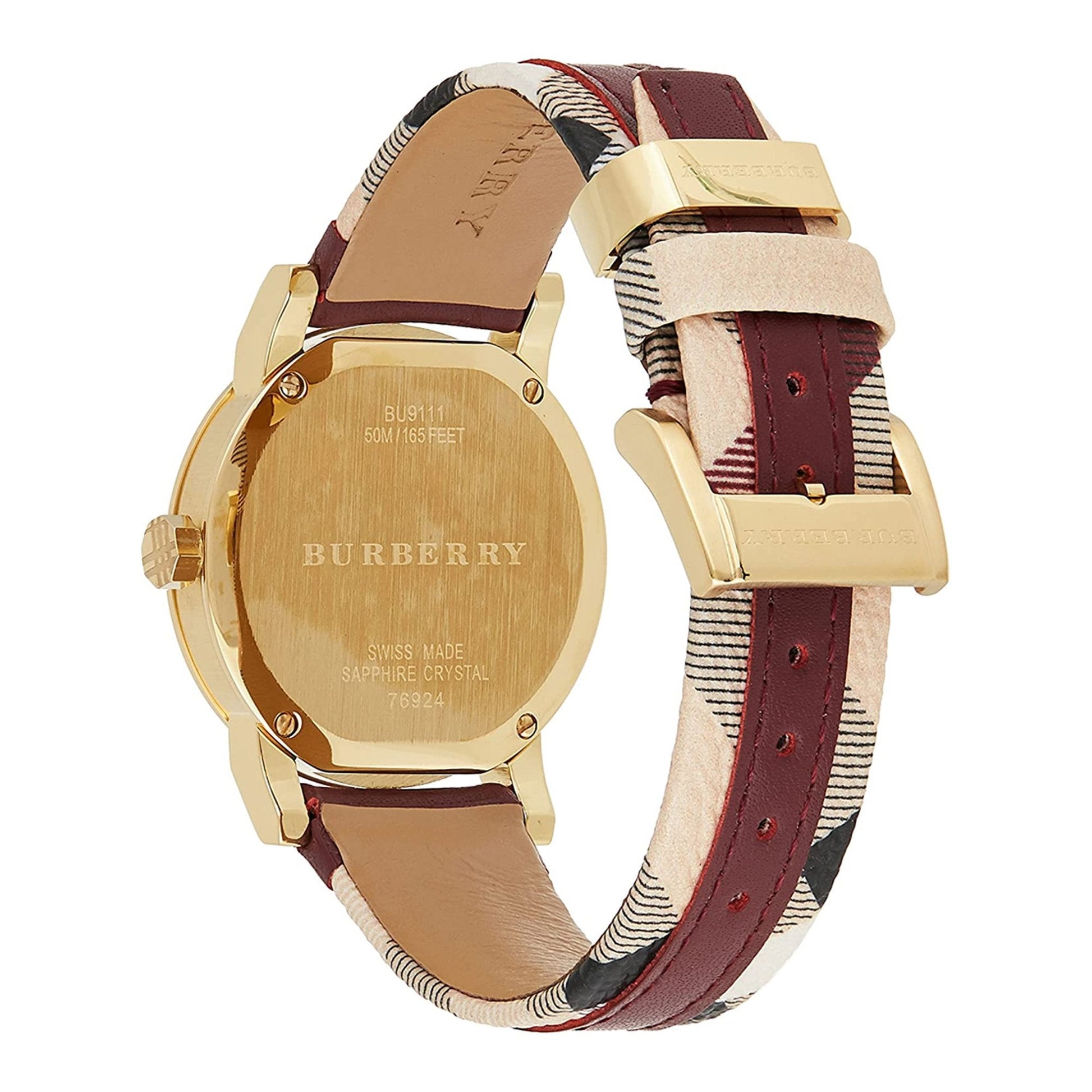 Burberry The City Gold Dial Brown Leather Strap Watch for Women - BU9133