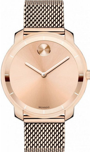 Movado Bold Rose Gold Dial Rose Gold Mesh Bracelet Watch For Women - 3600243