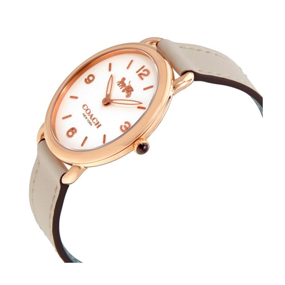 Coach Delancey White Dial White Leather Strap Watch for Women - 14502790