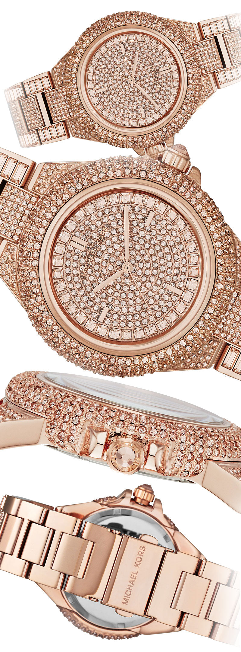 Michael Kors Camille Crystal Rose Gold Dial Rose Gold Steel Strap Watch for Women - MK5862