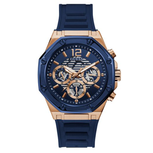 Guess Momentum Chronograph Blue Dial Blue Rubber Strap Watch for Men - GW0263G2