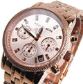 Michael Kors Ritz Chronograph Rose Gold Dial Rose Gold Steel Strap Watch for Women - MK6077