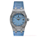 Audemars Piguet Royal Oak Quartz Diamonds Turquoise Dial Turquoise Leather Strap Watch for Women - 67601ST.ZZ.D034CR.01