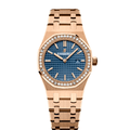 Audemars Piguet Royal Oak Quartz Diamonds Blue Dial Rose Gold Steel Strap Watch for Women - 67651OR.ZZ.1261OR.02