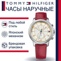 Tommy Hilfiger Claudia White Dial Red Leather Strap Watch for Women - 1781816