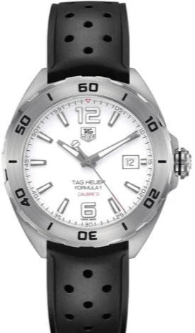 Tag Heuer Formula 1 Quartz White Dial Black Rubber Strap Watch for Men - WAZ2114.FT8023