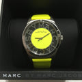 Marc Jacobs Henry Skeleton Neon Yellow Dial Leather Strap Watch for Women - MBM1242