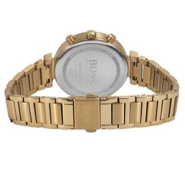 Hugo Boss Flawless Chronograph Gold Dial Gold Steel Strap Watch for Women - 1502532