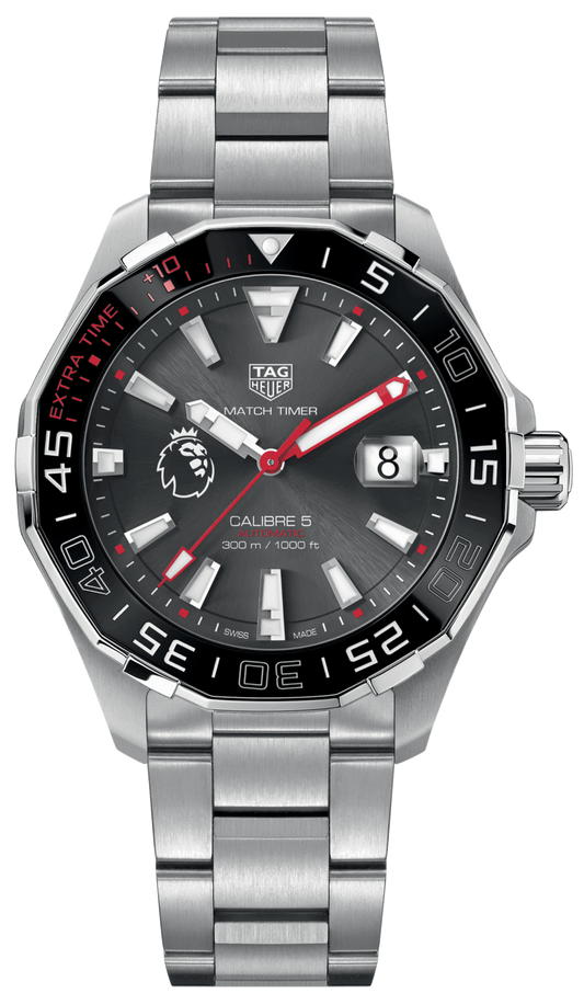 Tag Heuer Aquaracer Calibre 5 Premiere League Edition Silver Stainless Steel Black Dial Automatic Watch - WAY201D.BA0927
