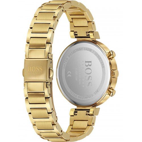 Hugo Boss Flawless Chronograph Gold Dial Gold Steel Strap Watch for Women - 1502532