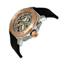 Fossil Modern Machine Automatic Skeleton Silver Dial Black Leather Strap Watch for Men - ME3082