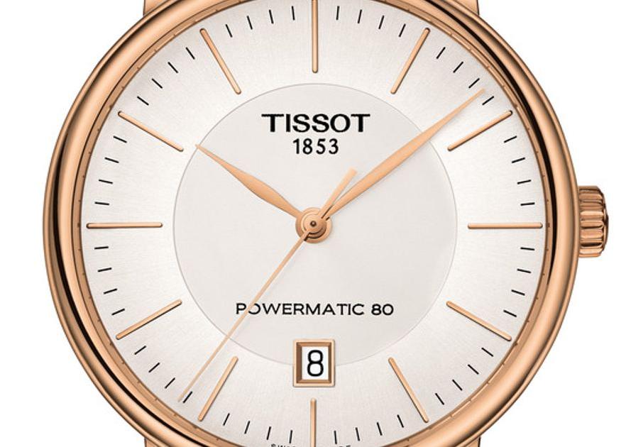 Tissot T Classic Carson Premium Automatic White Dial Rose Gold Steel Strap Watch for Men - T122.407.33.031.00