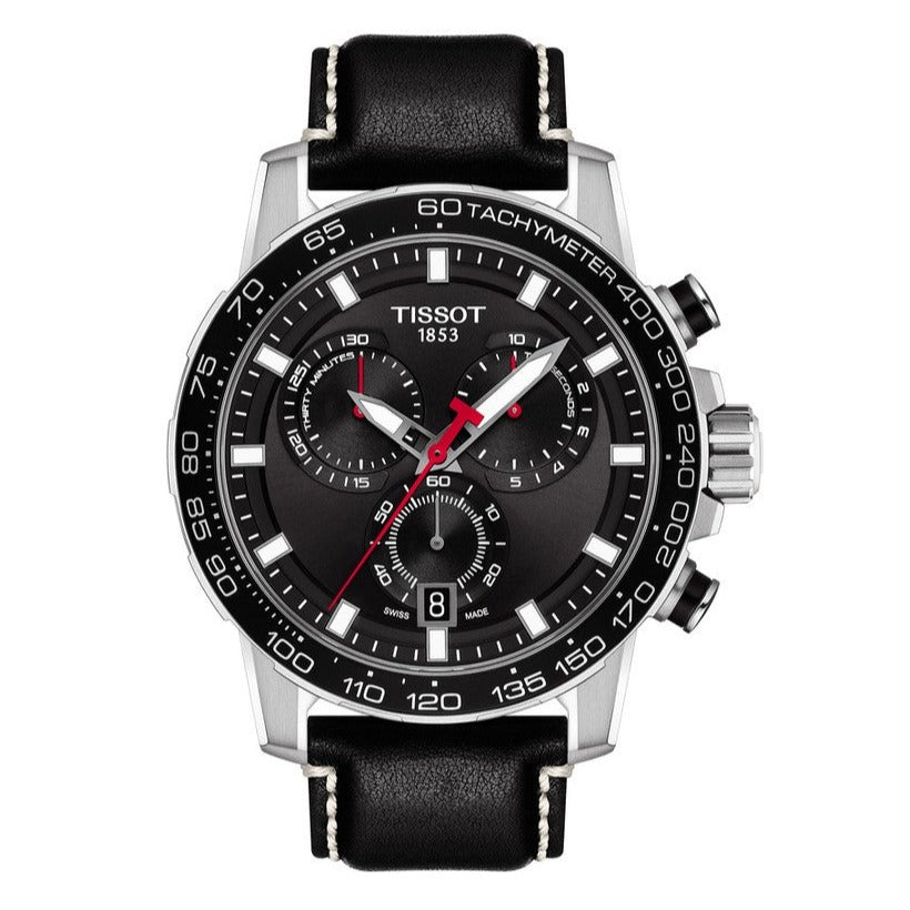 Tissot Supersport Chrono Black Dial Black Leather Strap Watch for Men - T125.617.16.051.00