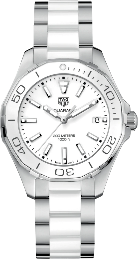 Tag Heuer Aquaracer Quartz 35mm White Dial Two Tone Steel Strap Watch Women - WAY131B.BA0914