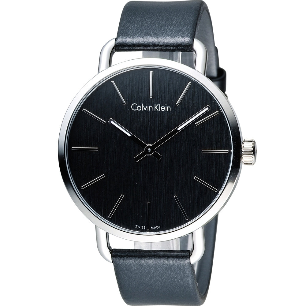 Calvin Klein Even Black Dial Black Leather Strap Watch for Women - K7B211C1